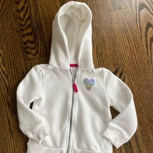 Adorable Little Girl 24 Month White Heart Sweatshirt Jacket